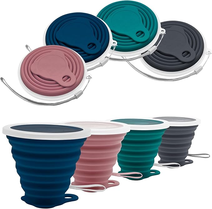 Litoexpe 4 Pack Silicone Collapsible Travel Cup Portable Folding Camping Cup by PRATICALPRODUCTS