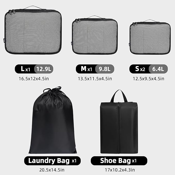 BAGAIL 6 Set Packing Cubes Luggage Packing Organizers - Image 2