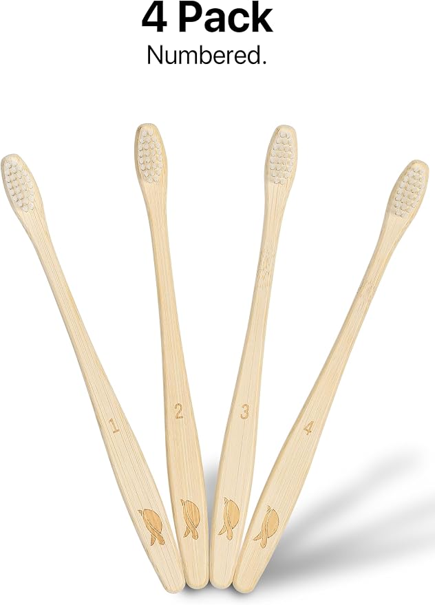 Sea Turtle Plant-Based Bristles, Compact Bamboo Toothbrushes, Soft Natural - Image 5