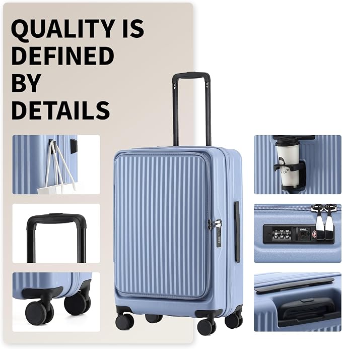 24 Inch Top Opening Checked Travel Luggage Expandable - Image 2
