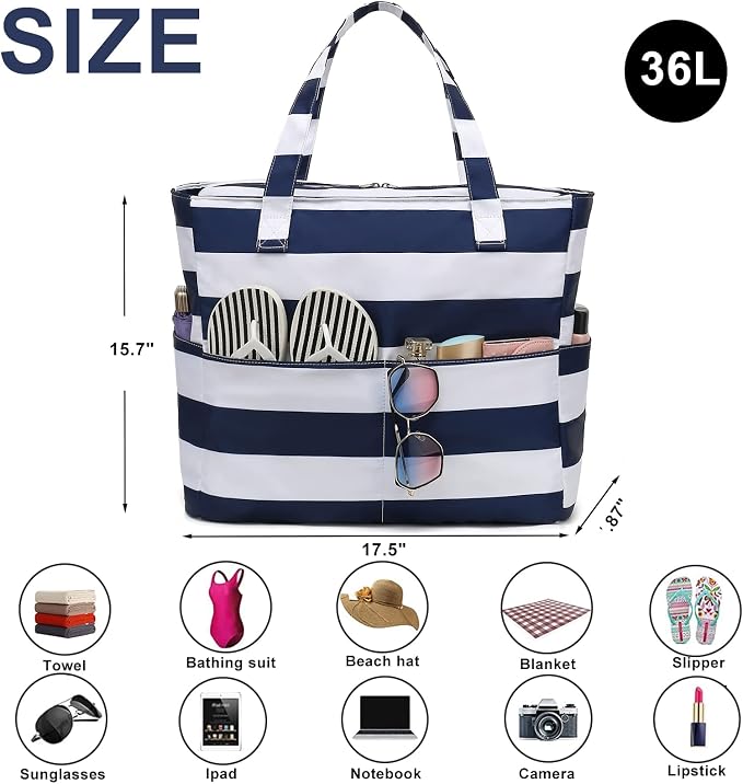 Beach Pool Bags Tote for Women Ladies Large Gym Tote Carry On Bag - Image 8