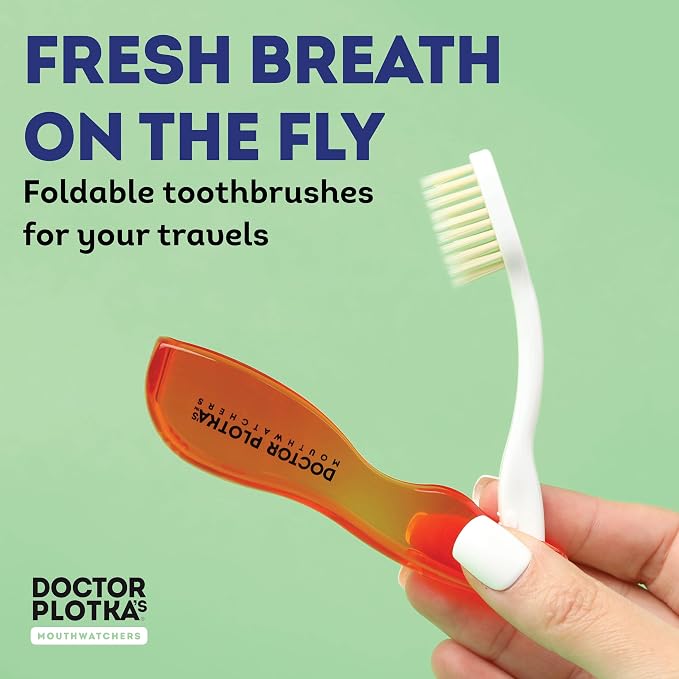 MOUTHWATCHERS Dr Plotkas Soft Flossing Toothbrush, Folding Travel Toothbrush - Image 2