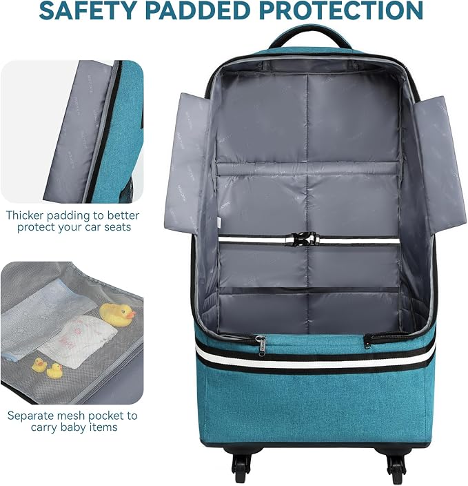Rolling Car Seat Travel Bag, Padded Carseat Travel Backpack - Image 5