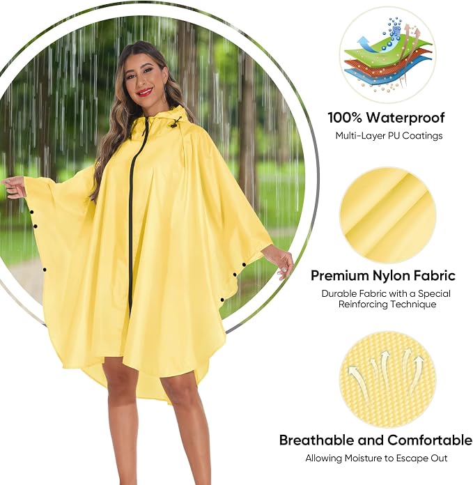 PTEROMY Hooded Rain Poncho for Adult - Image 4