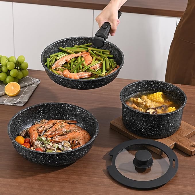 Pots and Pans Set, Nonstick Detachable Handle Cookware Set, Induction Kitchen - Image 8
