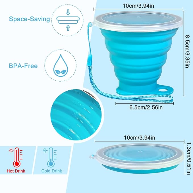 Silicone Collapsible Cup with Lid – Portable Collapsible Travel Cup - Image 6