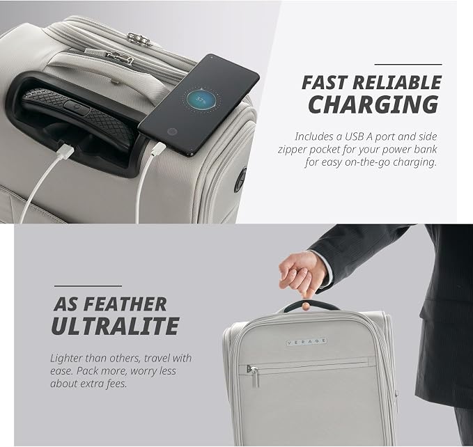 Verage Under Seat Luggage with Wheels, Softside Small Suitcase Spinner Carry On - Image 6