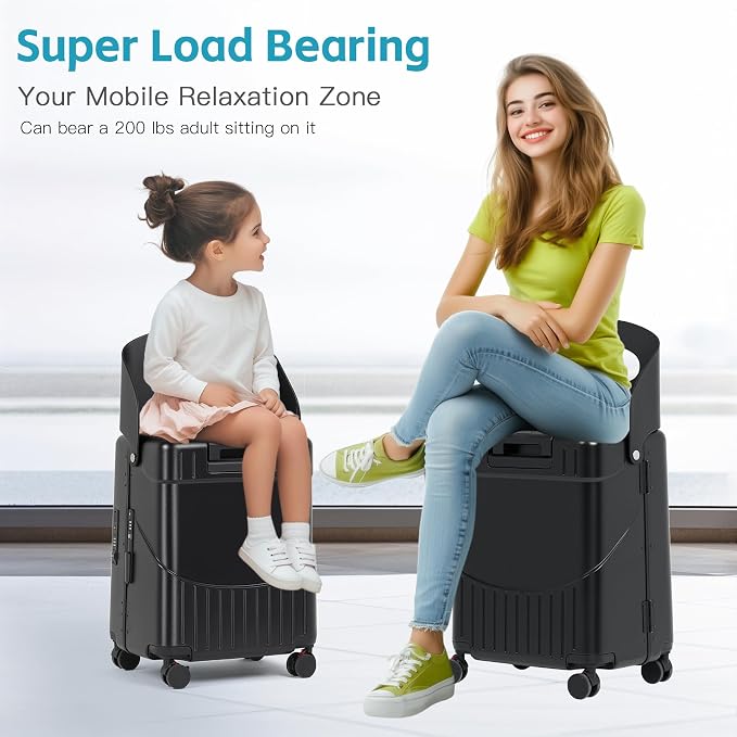 20" Carry-On Luggage with Seat for Kids & Adults, Lightweight Hardside Ride-On - Image 6