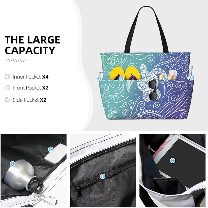 Beach Bag for Women Beach Tote Bag Waterproof Sandproof Large Bags - Image 3