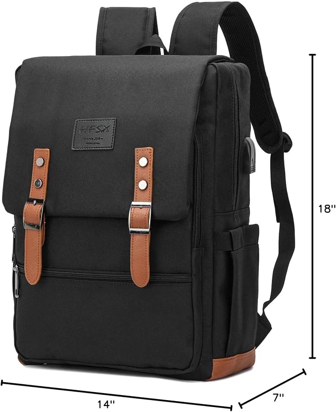 HFSX Vintage Backpack Laptop Backpack Men Women Business Travel Computer - Image 7