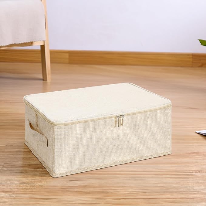 ANMINY 2PCS Storage Bins with Zipper Lids 13 Qt Lidded Fabric Storage Boxes - Image 3