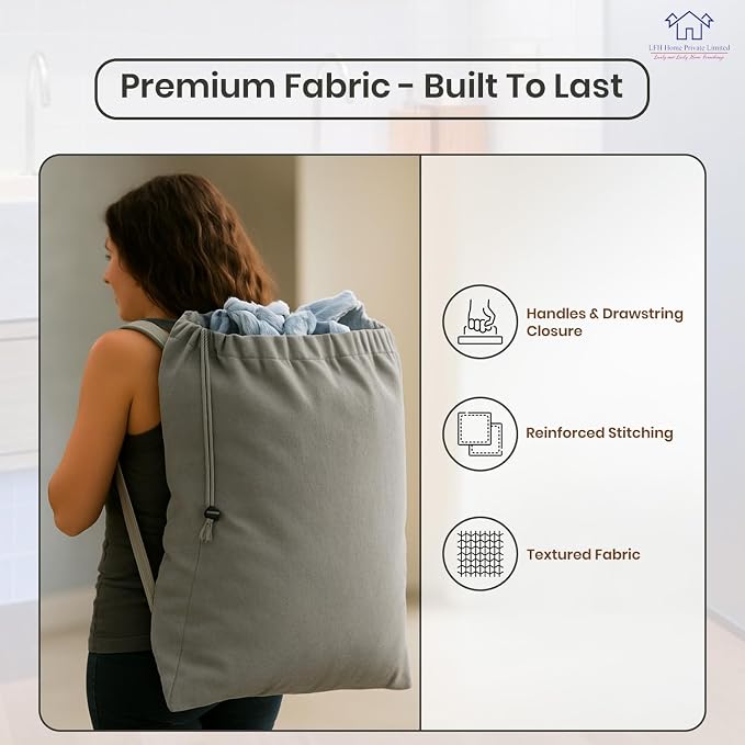 LFH Home Cotton Canvas Extra Large Laundry Bag - Image 7