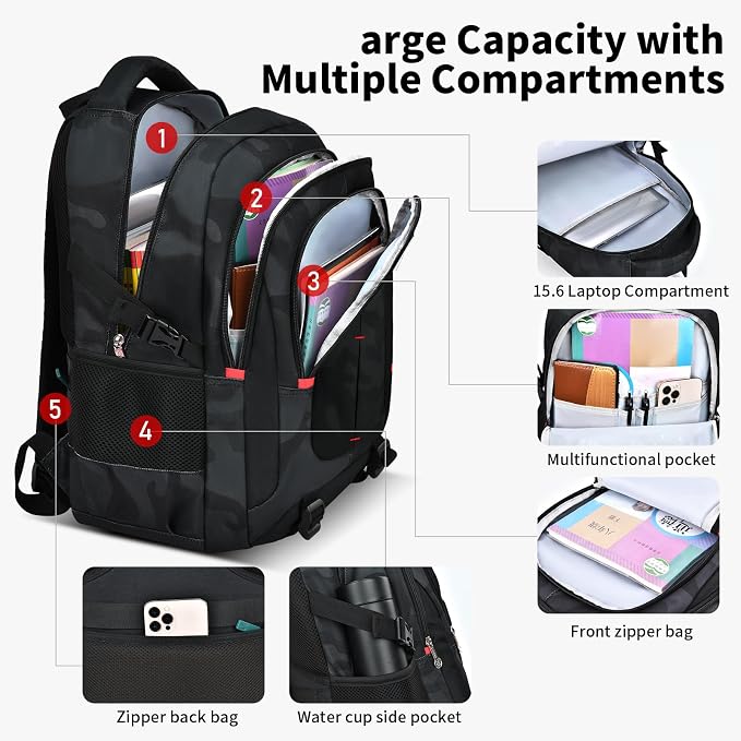 Backpack for School Boys Backpacks for Kids Camo Bookbag for Middle School Bags - Image 4