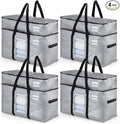 TAILI 2 Tier Extra Large Moving Bags, 4 Pack Silver Heavy Duty Totes by TAILI