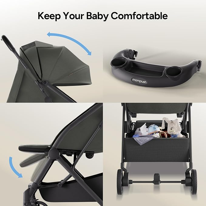 Mompush Lithe V2 Lightweight Travel Stroller, Compact Foldable Baby Stroller - Image 8