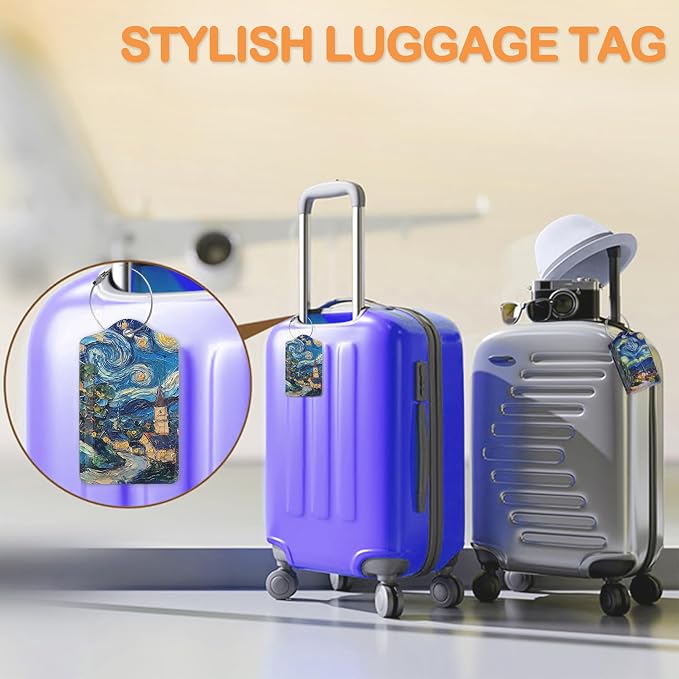 Starry Night Swirl 3 Pack PU Leahter Luggage Tag - Image 5
