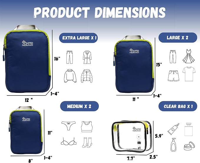 6 Set/3 Set Ultralight Compression Packing Cubes, Suitcase and Backpack Travel - Image 3