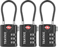 Search Alert TSA Approved Travel Combination Luggage Cable Locks by TRAVOCE