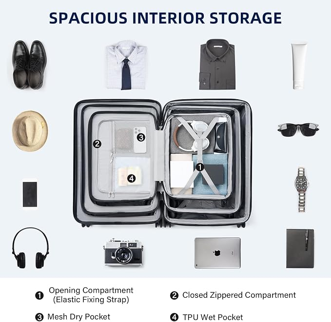 Hard Shell Suitcases Expandable Travel Luggage Sets 3 Piece, Carry on and Check - Image 7