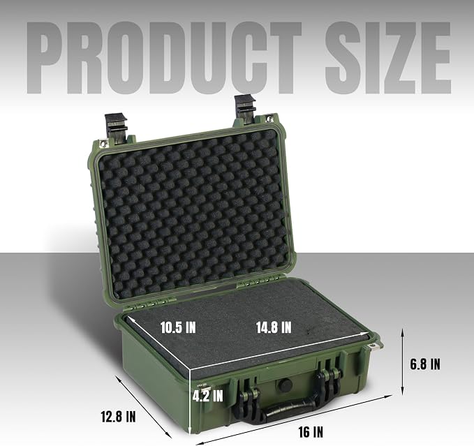 16x 12.8x 6.8 Inch Hard Case, Portable Weather Waterproof Protective Camera Case - Image 2