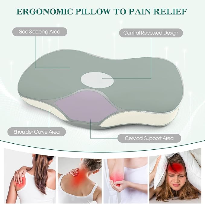 Cervical Pillow for Neck and Shoulder Support, Ergonomic Memory Foam Contour - Image 3