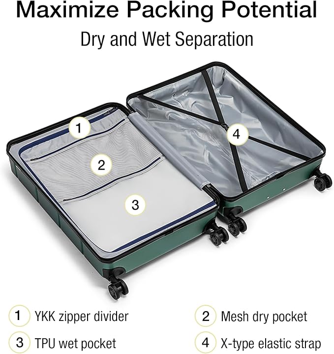 KYME 30 Inch Luggage TSA Approved Hardside Suitcases - Image 3