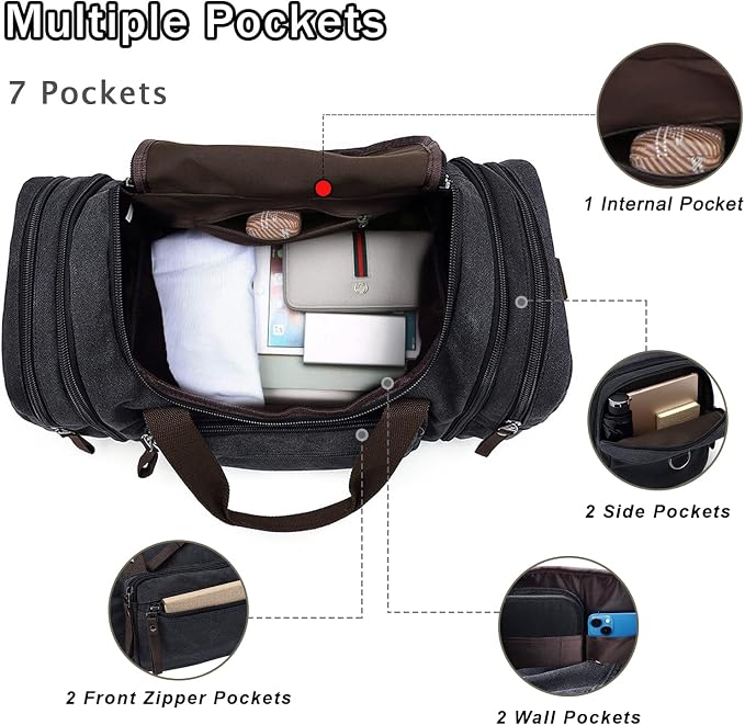 Felipe Varela Duffle Bag for Men, Canvas Expandable Duffel Bag for Travel - Image 4