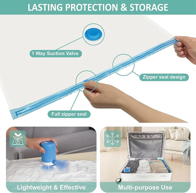 Travel Vacuum Bags with Electric Pump, 8 Pack Vacuum Travel Bags - Image 6