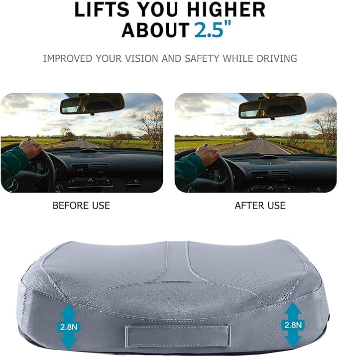 Leather Car Memory Foam Heightening Seat Cushion - Image 2