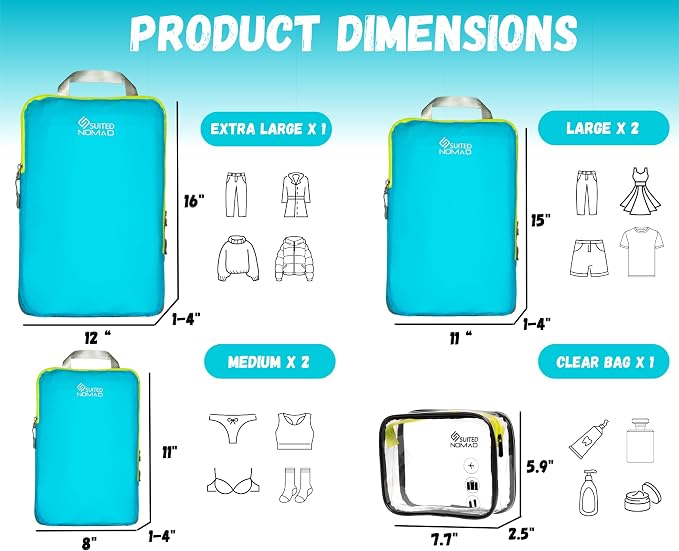 6 Set/3 Set Ultralight Compression Packing Cubes, Suitcase and Backpack Travel - Image 3