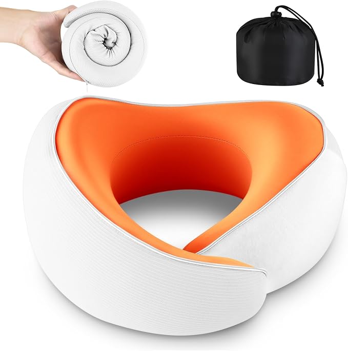 Adjustable Memory Foam White U-Shaped Travel Pillow by Unknown