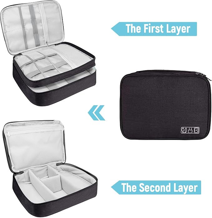Electronics Travel Organizer, Large Double Layer Portable Waterproof Travel - Image 5