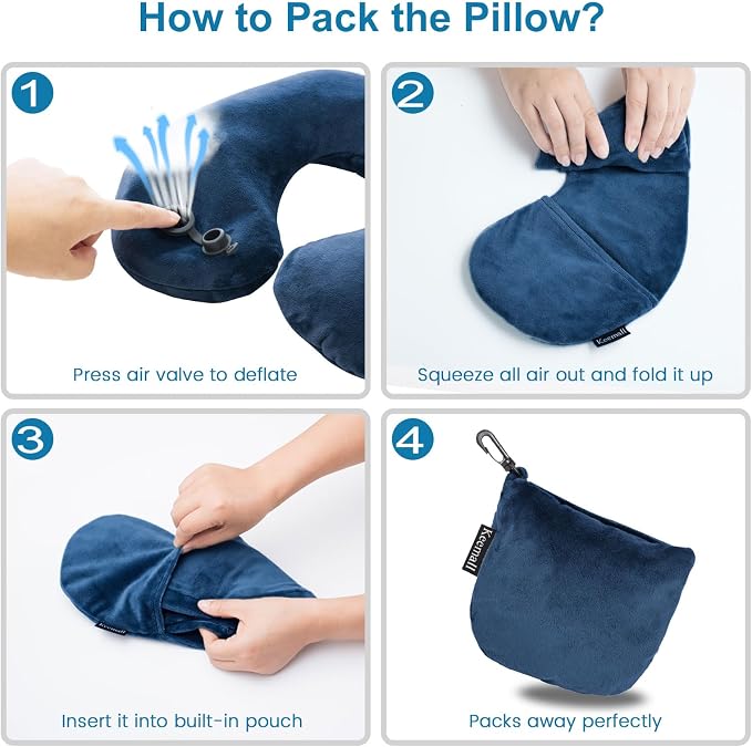 Travel Neck Pillow for Airplane, Compact Inflatable Neck Pillow for Traveling - Image 7
