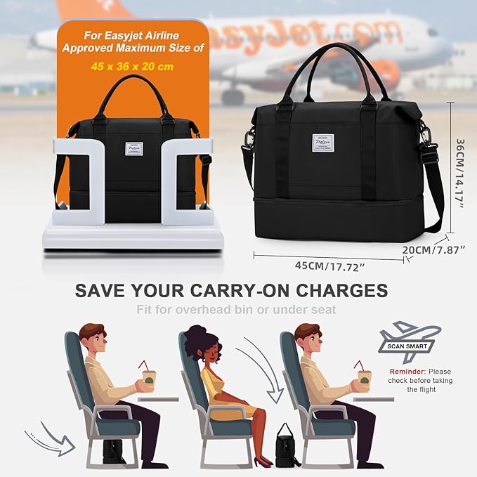 Travel Duffel Bag, Sports Tote Gym Bag, Shoulder Weekender Overnight Bag - Image 3