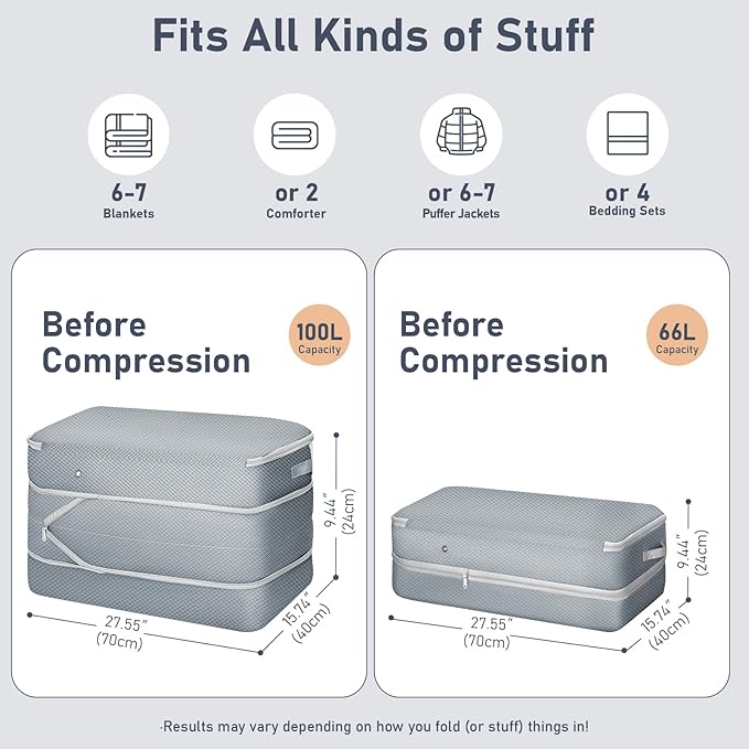 DIMJ Comforter Storage Bag - 100L Large Capacity Blanket Storage Compression - Image 2