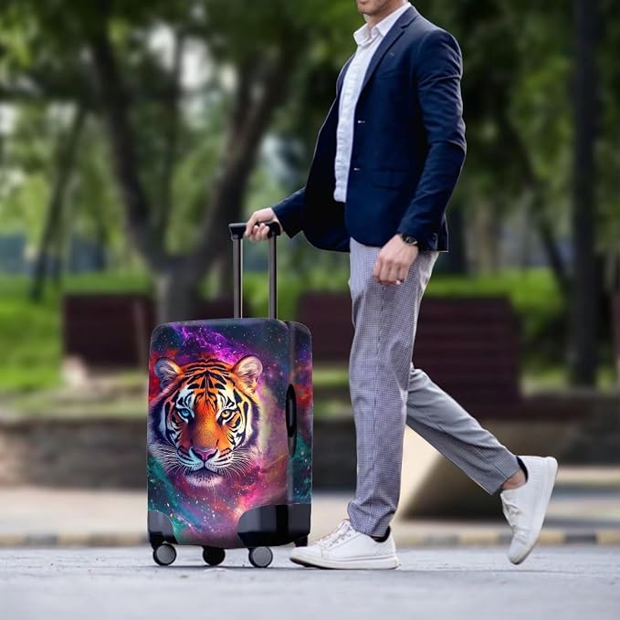 Galaxy Tiger Suitcase Cover Zipper Closure Travel Luggage Protector - Image 3