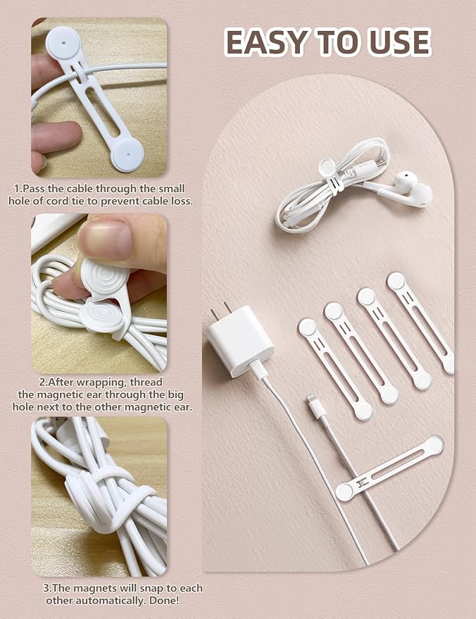 Reusable Silicone Magnetic Cord Ties - Image 5