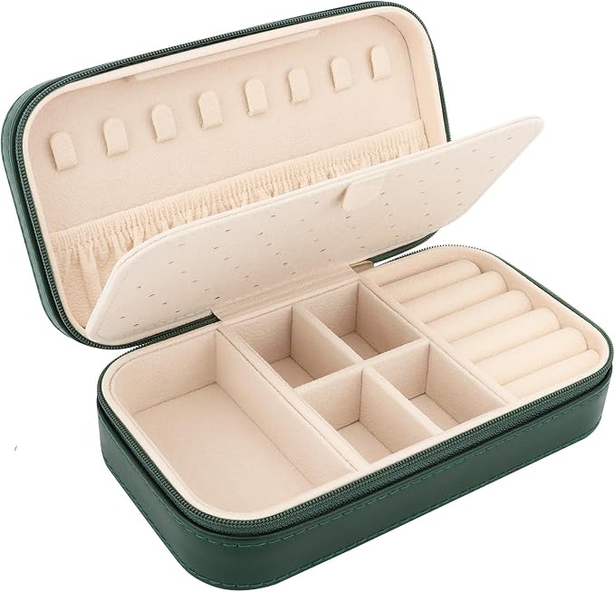 DesignSter Travel Jewelry Box, PU Leather Portable Jewelry Case, Small Jewelry by DesignSter