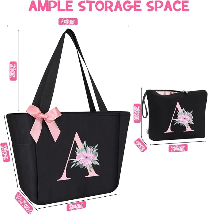Vavabox Tote Bag, A-Z Initial Monogrammed Waterproof Tote Bag, Bridesmaid Gifts - Image 3
