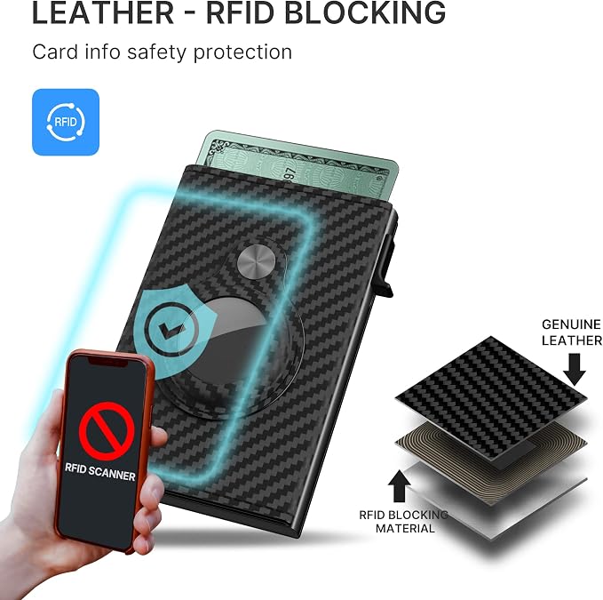 Mens Smart Wallet Card Holder for AirTag: Leather, Compatible - Image 7