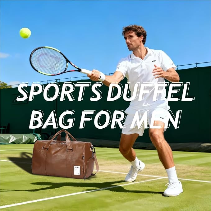 Leather Sports Gym Tote Bag - Image 3