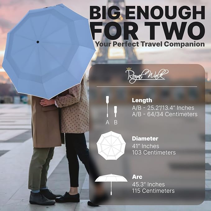 Royal Walk Windproof Folding Travel Umbrella Compact and Strong Luxurious Real - Image 2