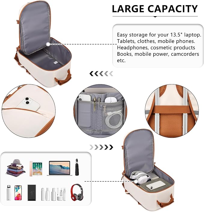 Kono Carry on Backpack, Waterproof Lightweight Daypack - Image 5