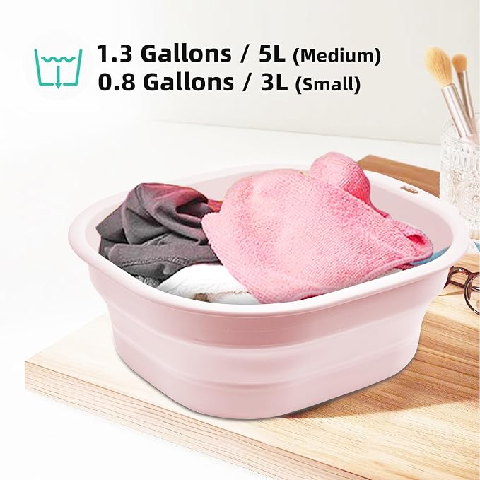 2 Pack Collapsible Wash Basin Set, Foldable Dish Tub, Small Medium Portable Sink - Image 3