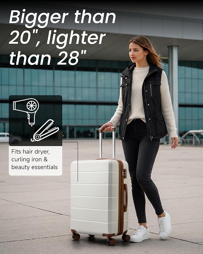24 Inch Luggage with Spinner Wheels, Expandable Hardside Medium Checked Suitcase - Image 2