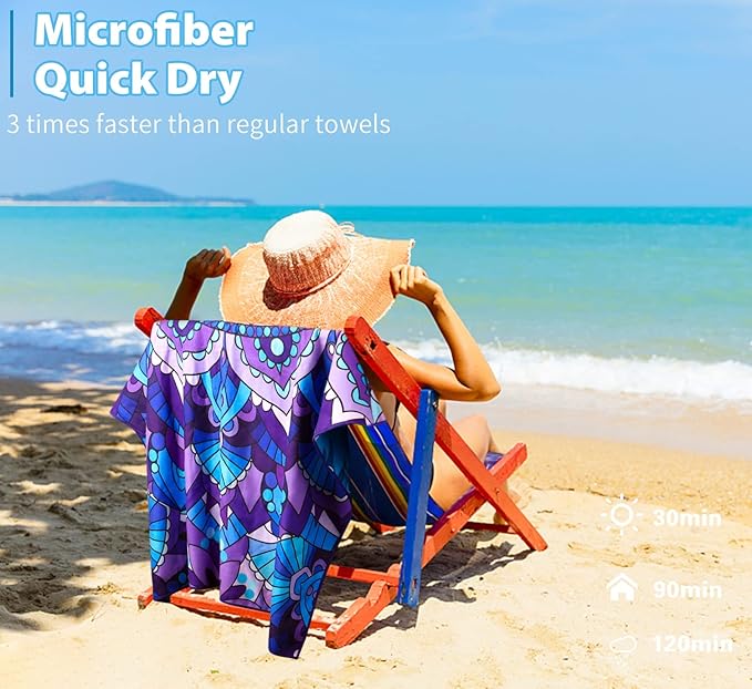 6 Pack Microfiber Thin Lightweight Beach Towel Oversized 71x32 Extra Large Sand - Image 6