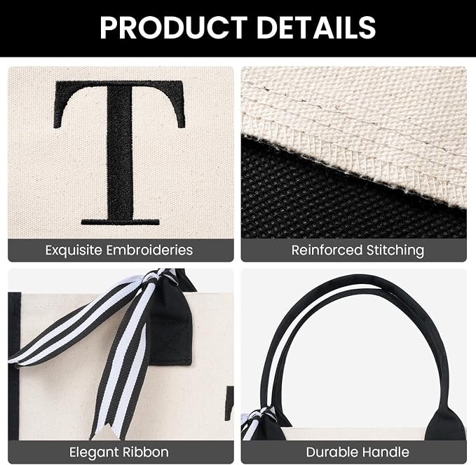 BAGAIL Initial Tote Bag, Personalized Birthday Gifts - Image 6