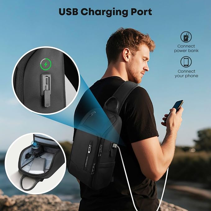 Crossbody Sling Bag for Men, Waterproof Sling Crossbody Backpack - Image 2