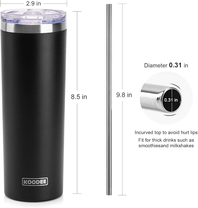 koodee Skinny Tumbler-20 oz Stainless Steel Iced Coffee Tumbler - Image 6