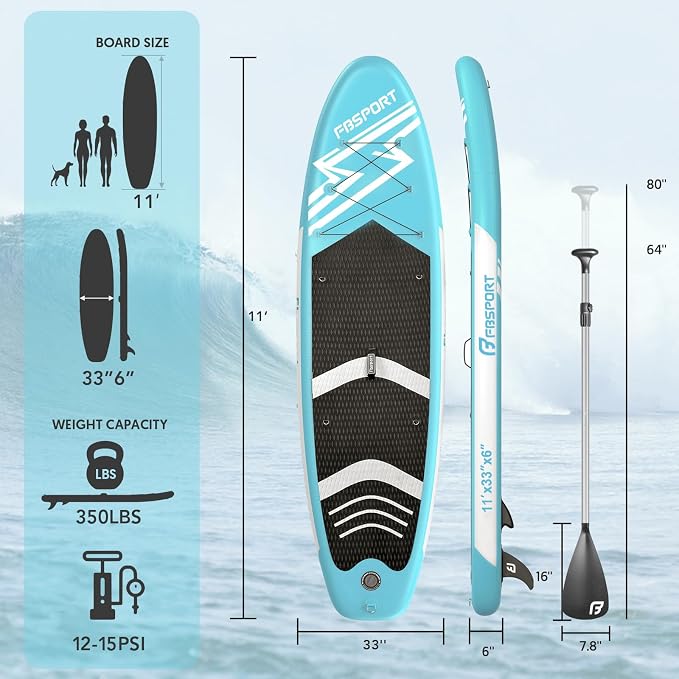 FBSPORT 11' Premium Stand Up Paddle Board, Yoga Board - Image 2